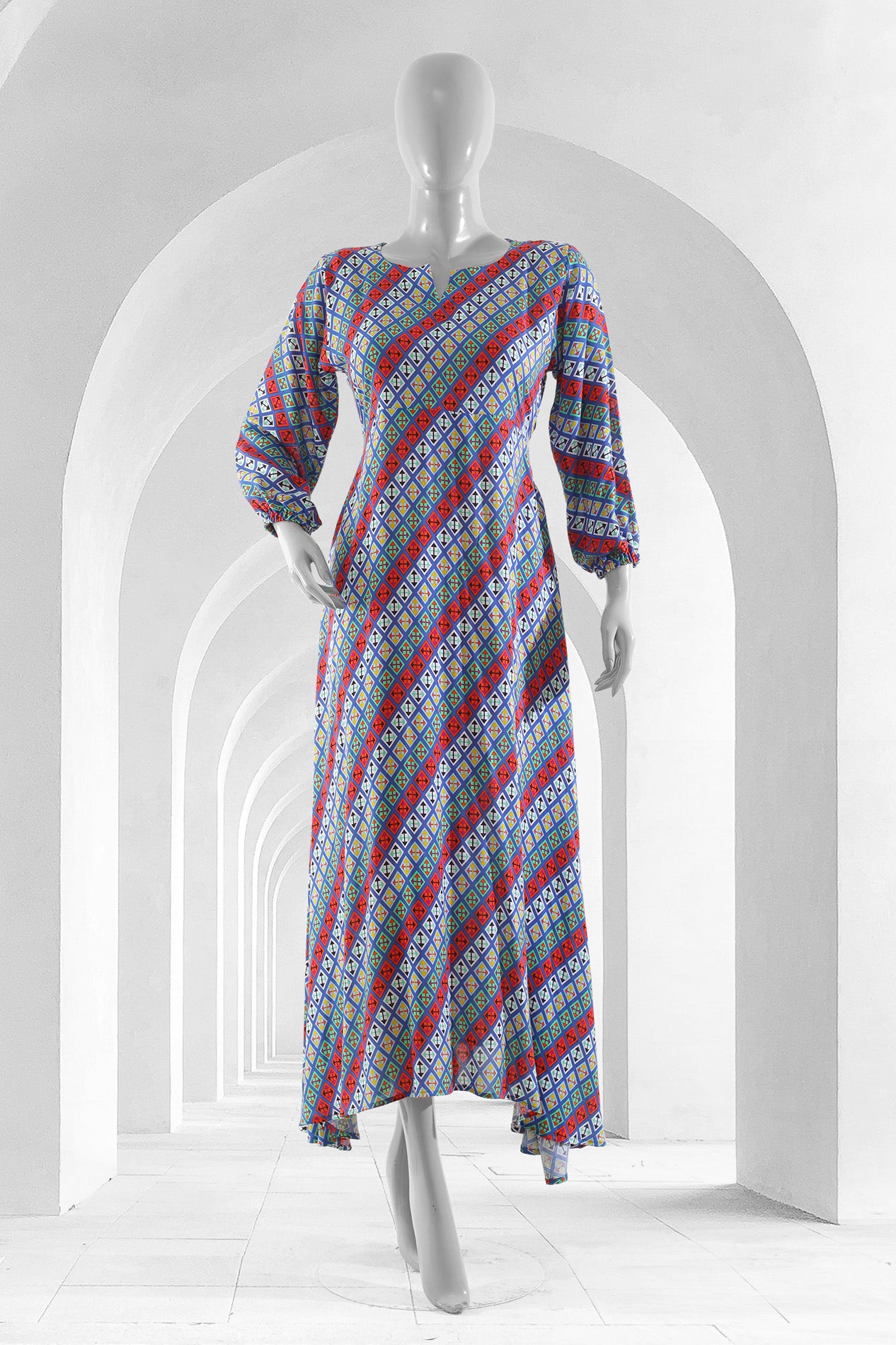 Colourful Abstraction Linen Maxi Top - Stitched