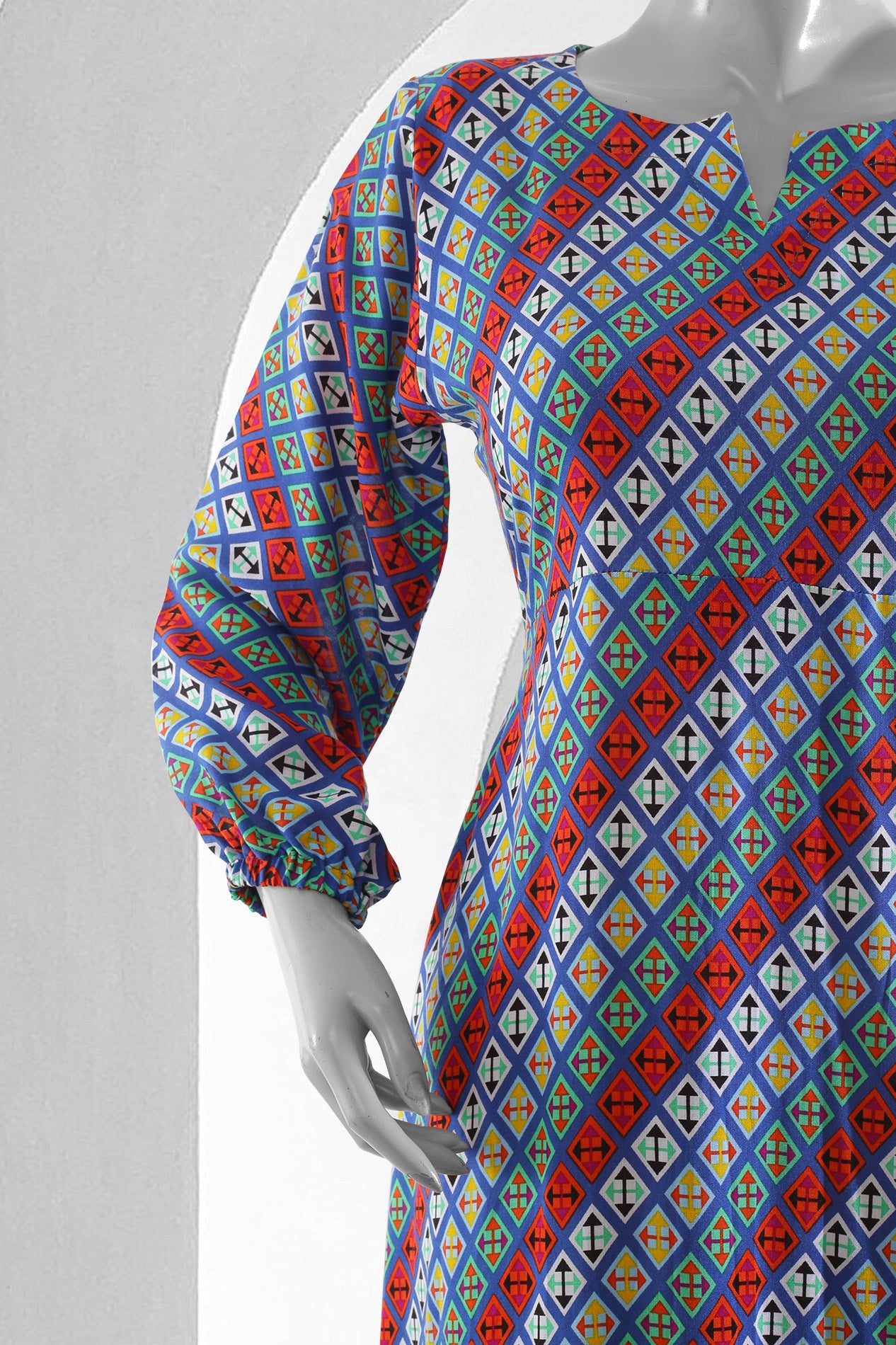 Colourful Abstraction Linen Maxi Top - Stitched
