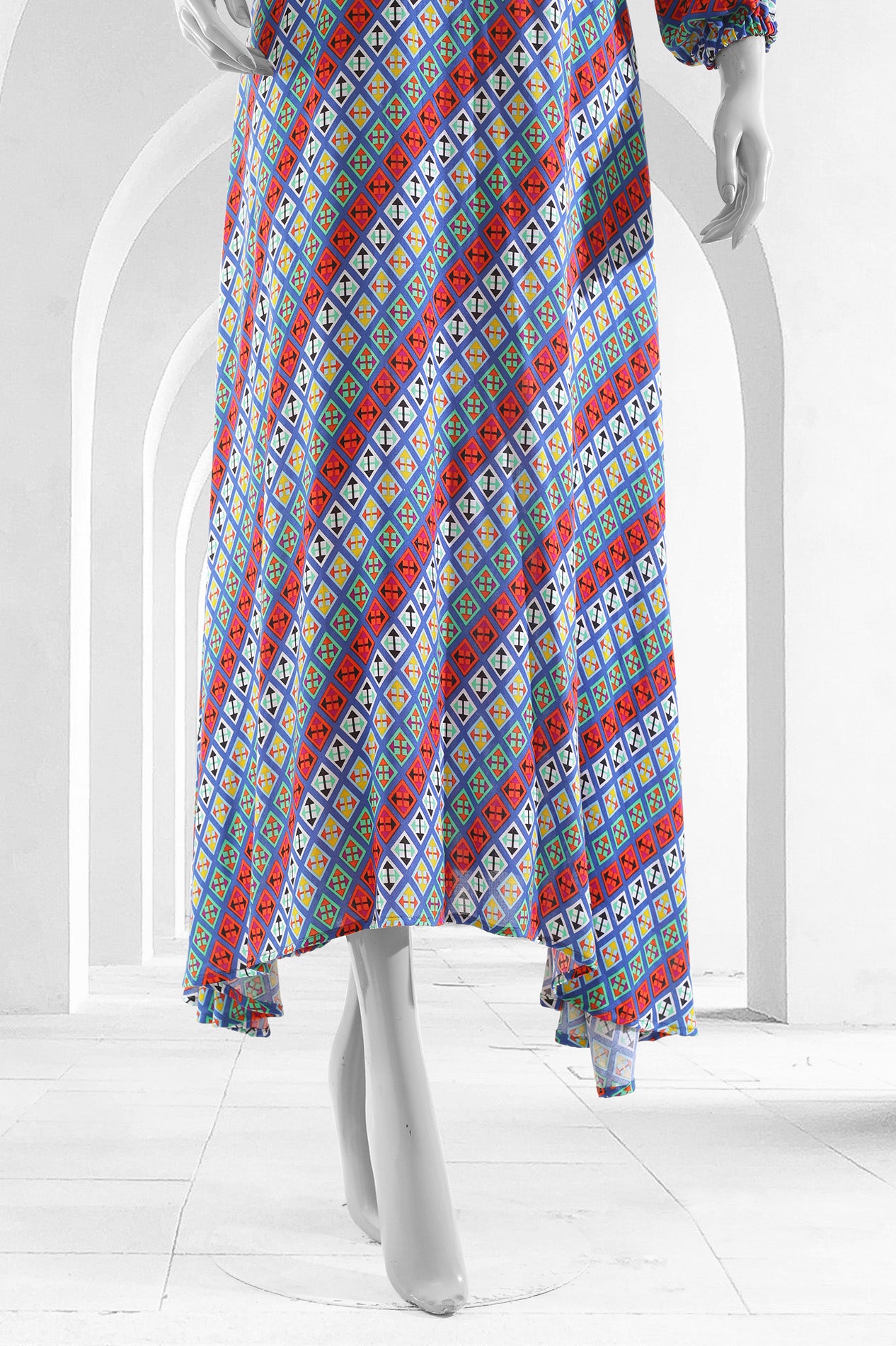 Colourful Abstraction Linen Maxi Top - Stitched