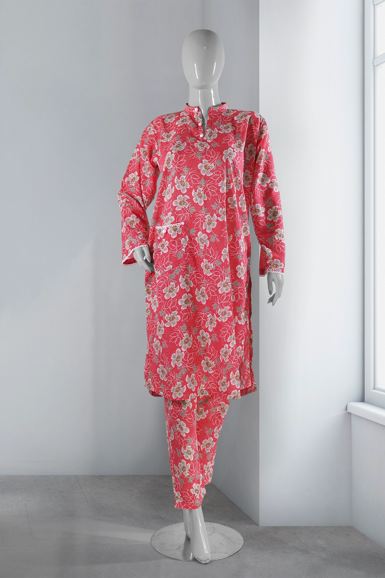Floral Charm Lace Printed Lawn 2Pcs - Stitched