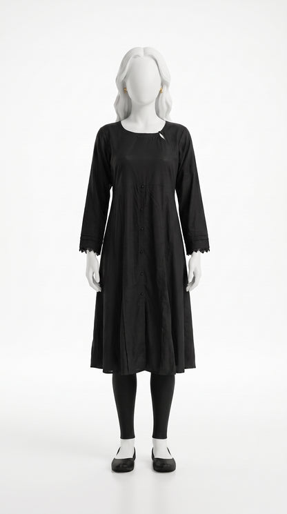 Black coat button maxi