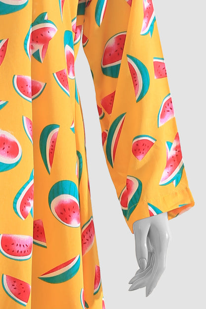 Juicy Melody Watermelon Print Top - Yellow Base - Women's Fashion