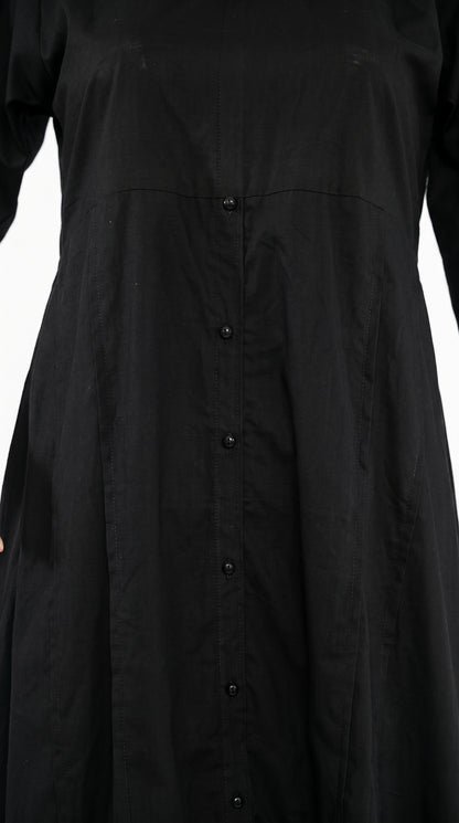Black coat button maxi