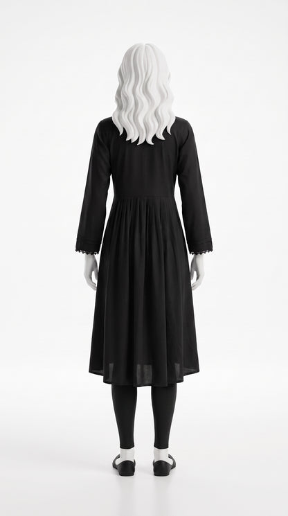 Black coat button maxi