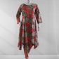 Midnight Blossom Pearl Lace 2Pcs Dress - Multi-leaves and flower print on black base with pearl lace details