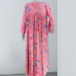 Pink Butterfly Printed Linen Dress