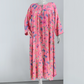 Pink Butterfly Printed Linen Dress