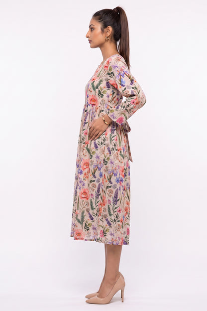 Beige Meadow Botanical Swiss Bana Dora Maxi Dress