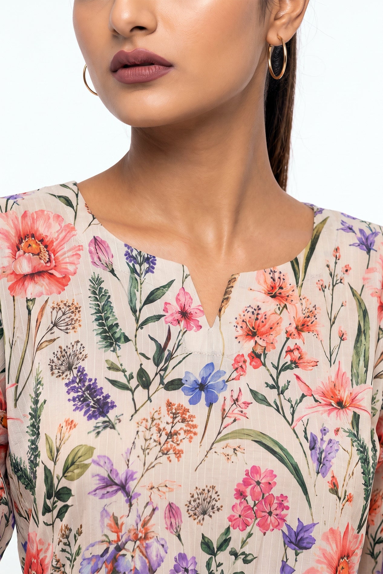 Beige Meadow Botanical Swiss Bana Dora Maxi Dress