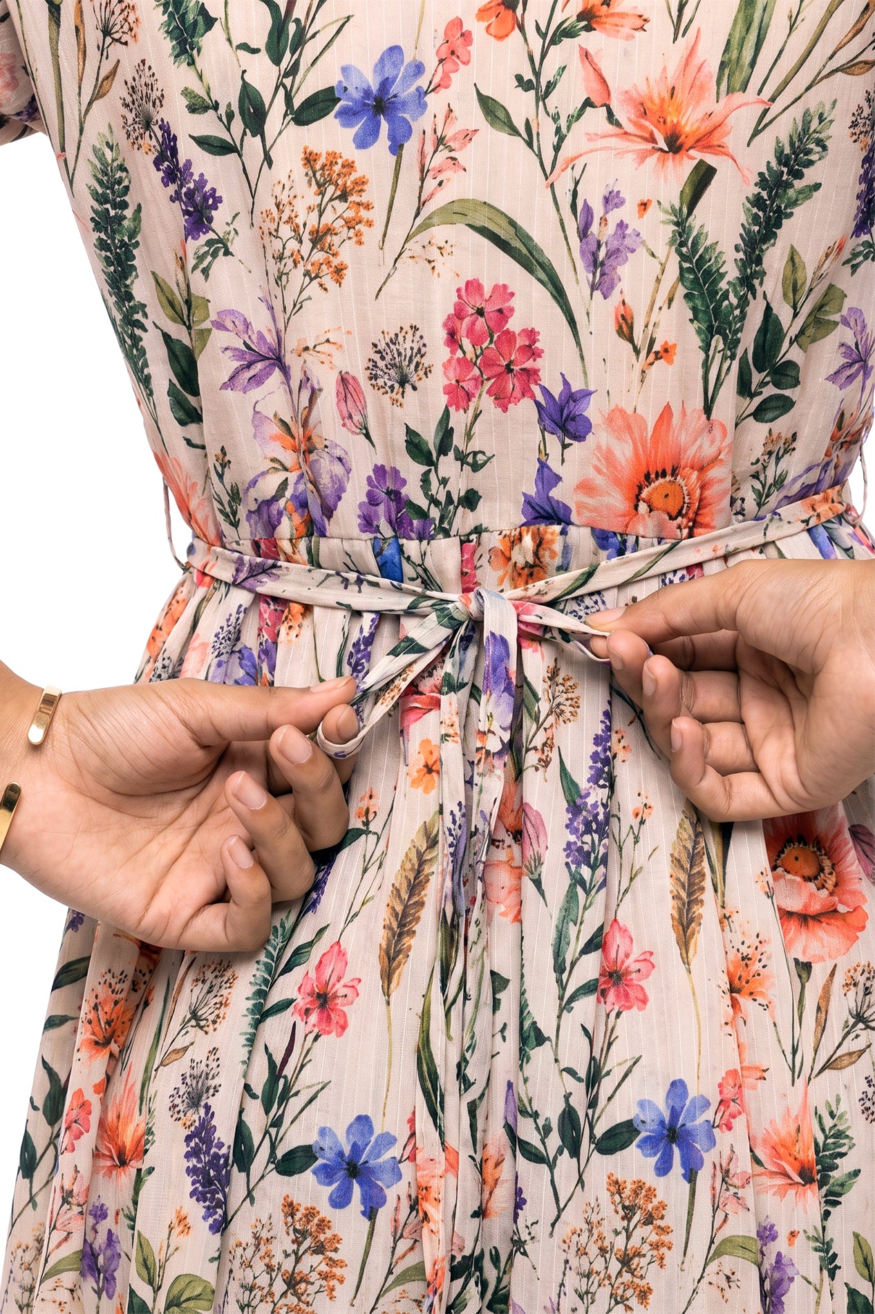 Beige Meadow Botanical Swiss Bana Dora Maxi Dress