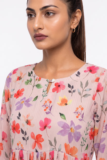 Dusty Pink Lace Floral Swiss Bana Dora Maxi Dress