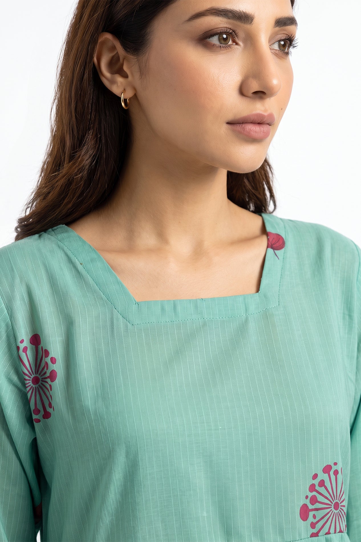 Mint Green Botanical Swiss Bana Dora Maxi Dress