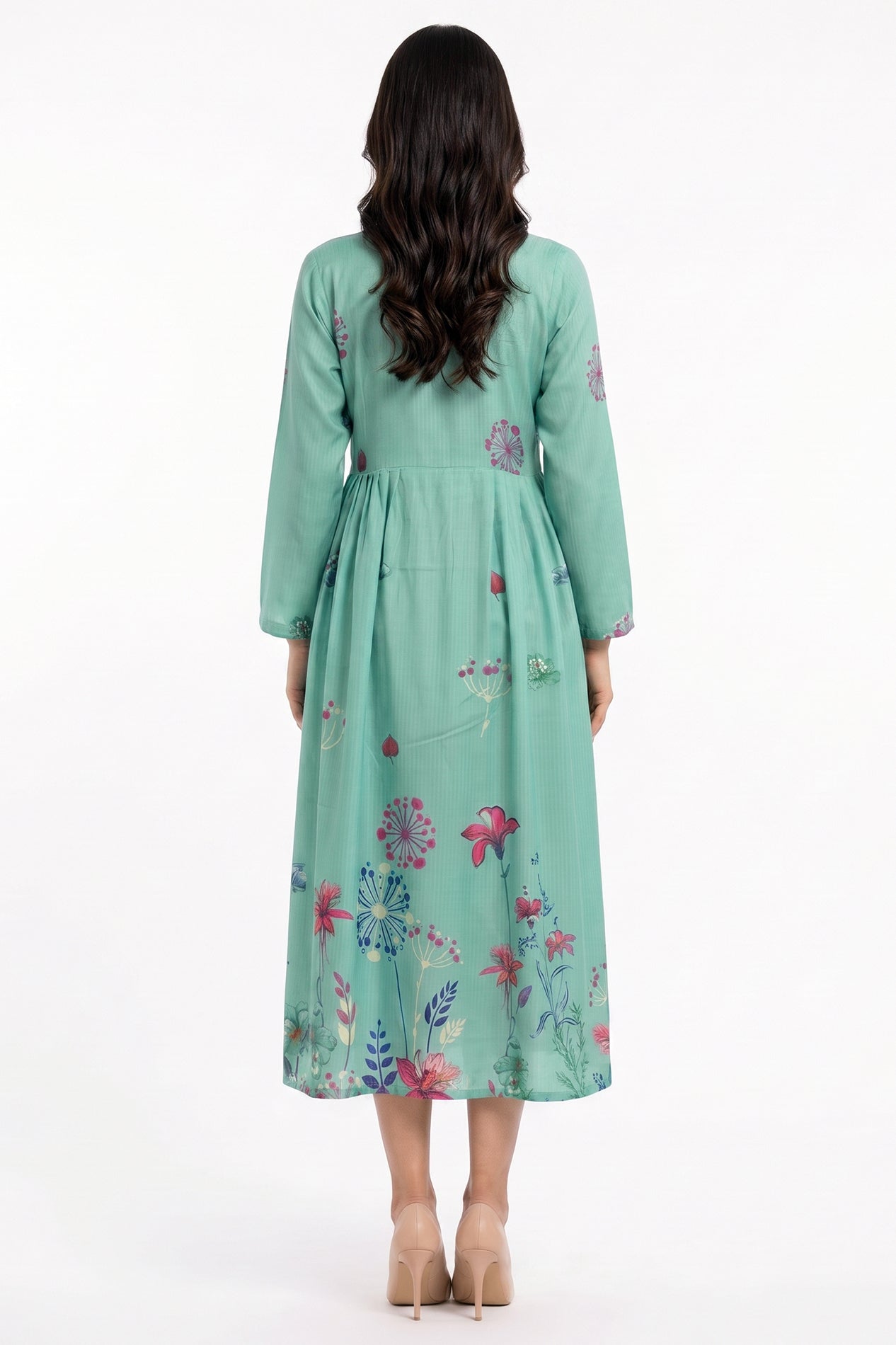 Mint Green Botanical Swiss Bana Dora Maxi Dress