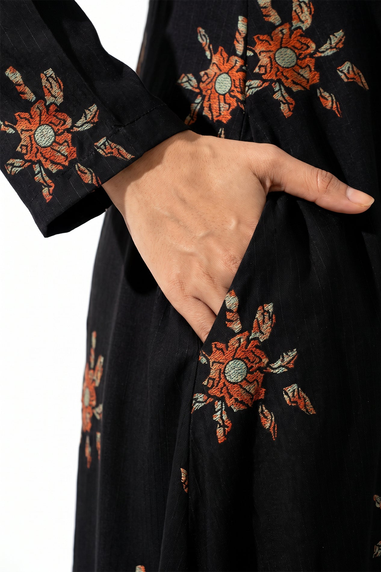 Black Rust Floral Swiss Bana Dora Maxi Dress
