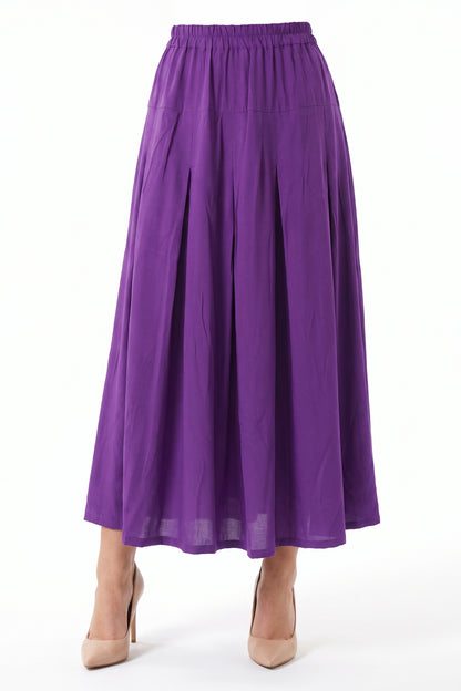 High-Waisted Pleated Linen Skirt with Pockets