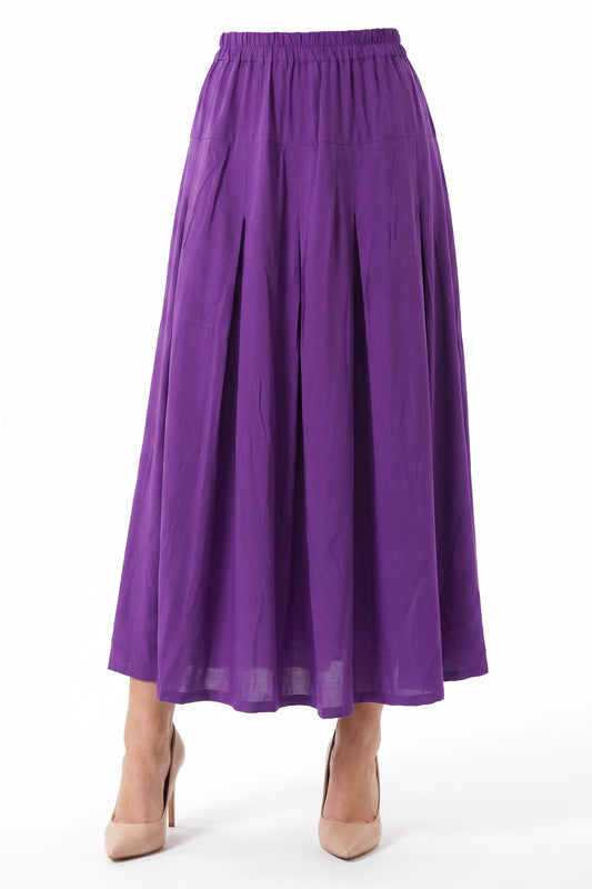High-Waisted Pleated Linen Skirt with Pockets