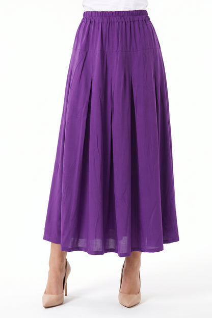 High-Waisted Pleated Linen Skirt with Pockets