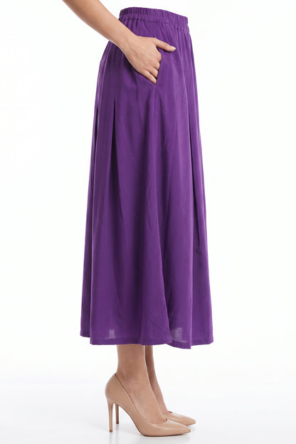 High-Waisted Pleated Linen Skirt with Pockets