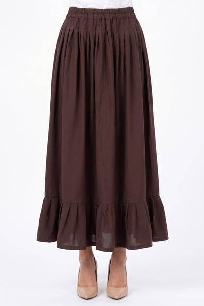 High-Waisted Ruffled Hem Linen Skirt