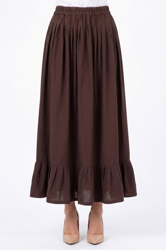 High-Waisted Ruffled Hem Linen Skirt