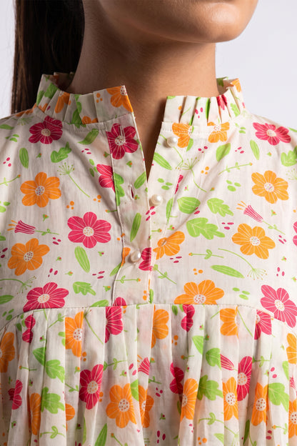 Miniature Flora Lawn Printed Short Frock
