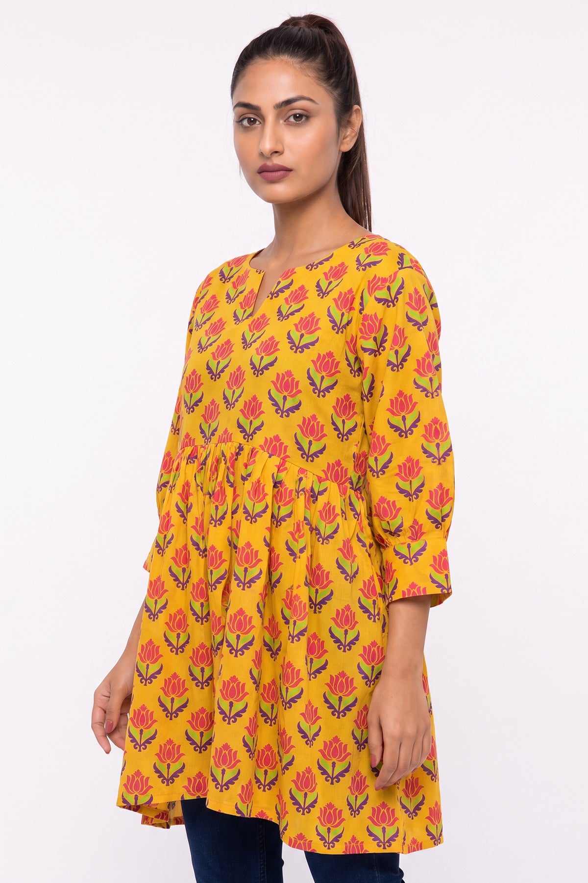 De Lotus Lawn Printed Short Frock