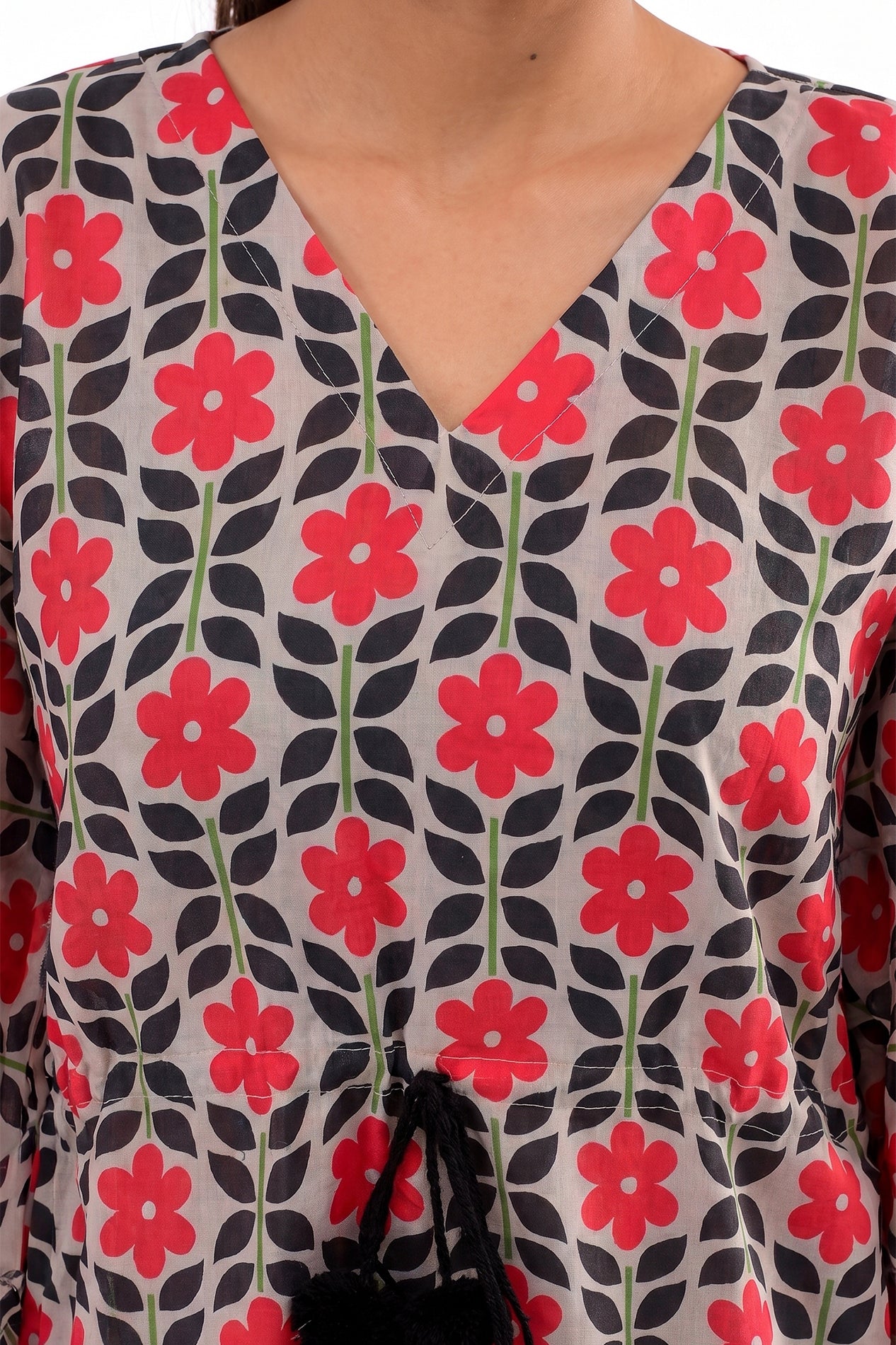 De Sticky Leaves Lawn Printed Short Kurti