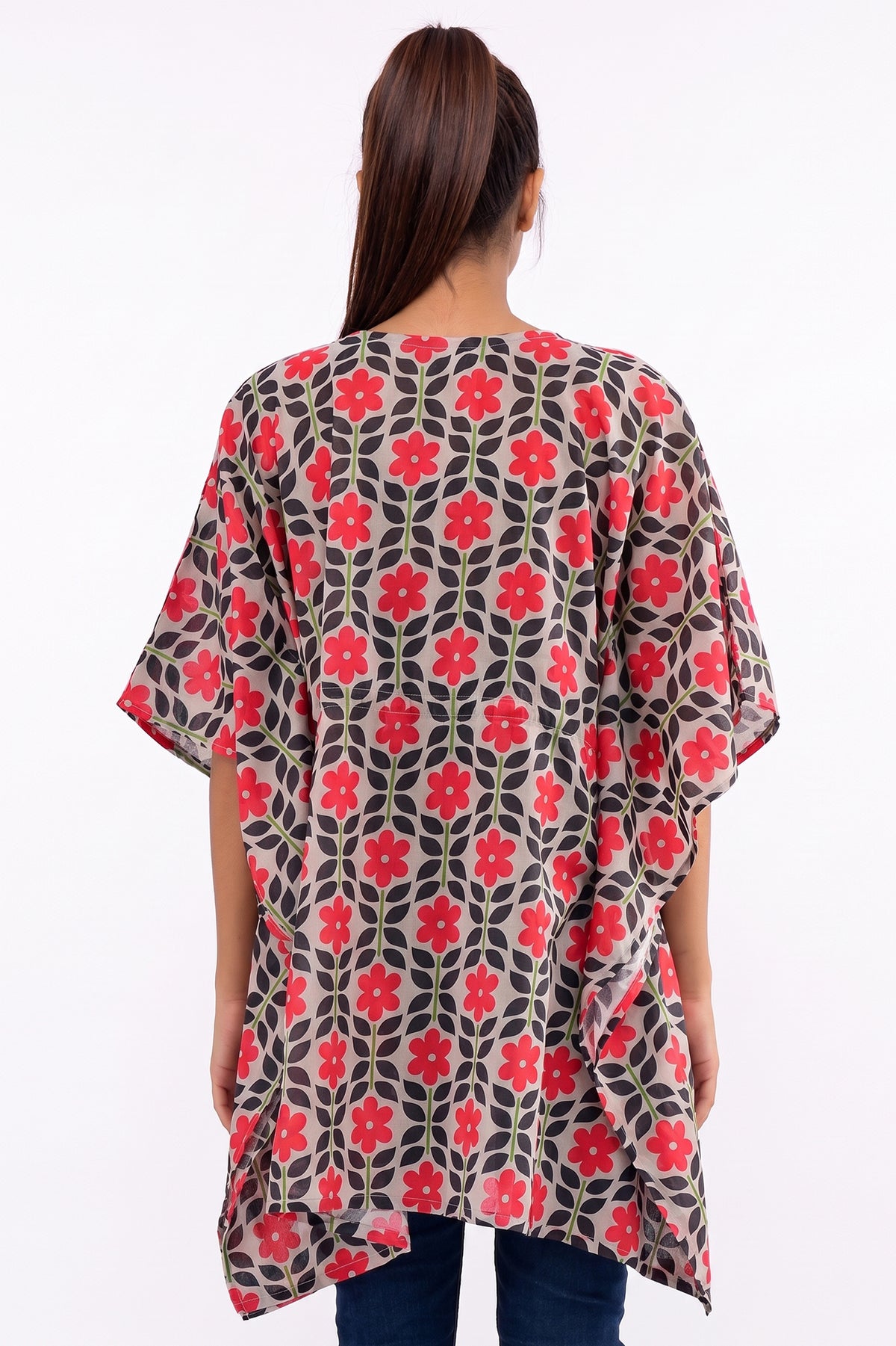 De Sticky Leaves Lawn Printed Short Kurti