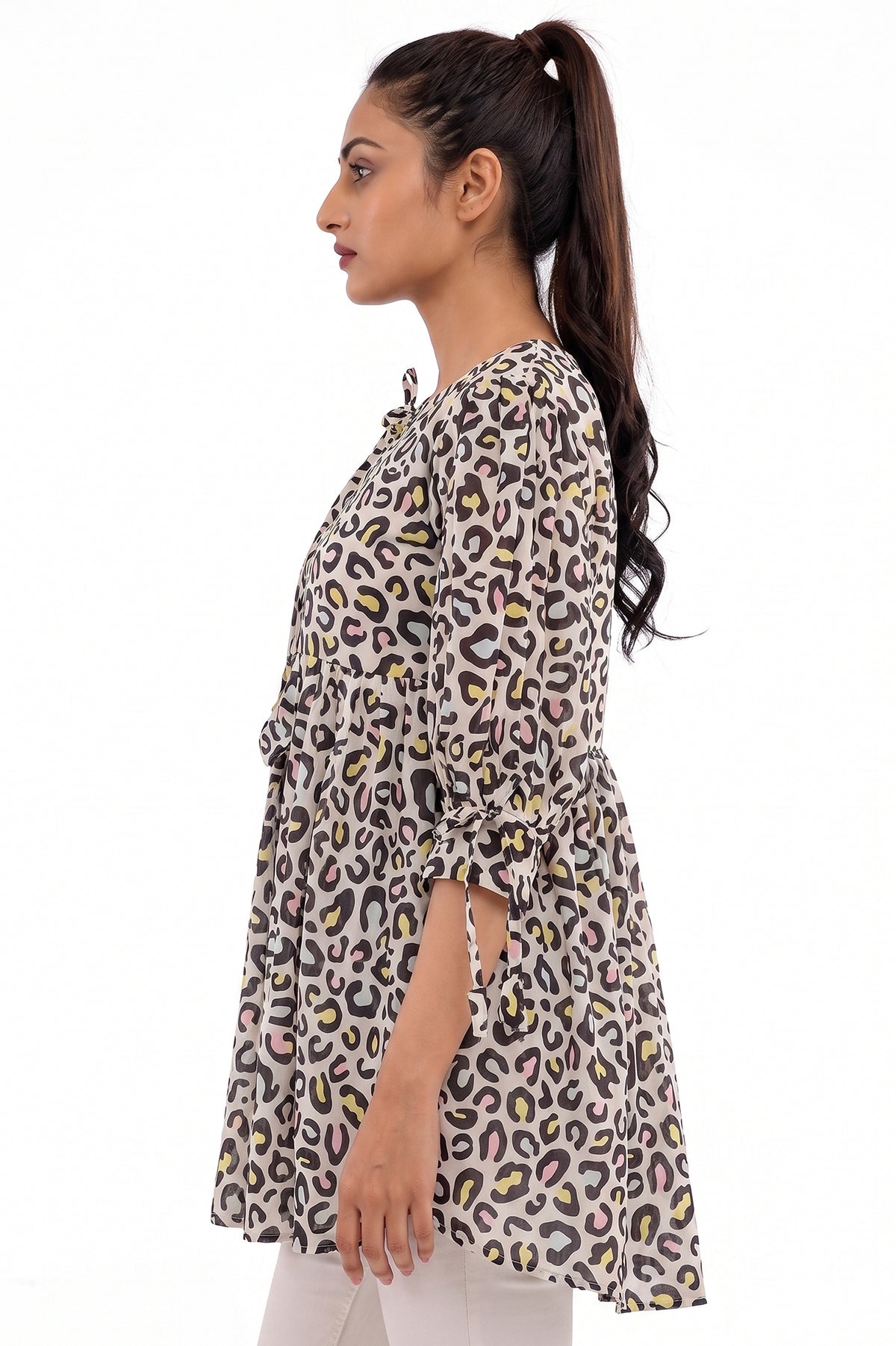 Pastel Cheetah Lawn Printed Short Frock