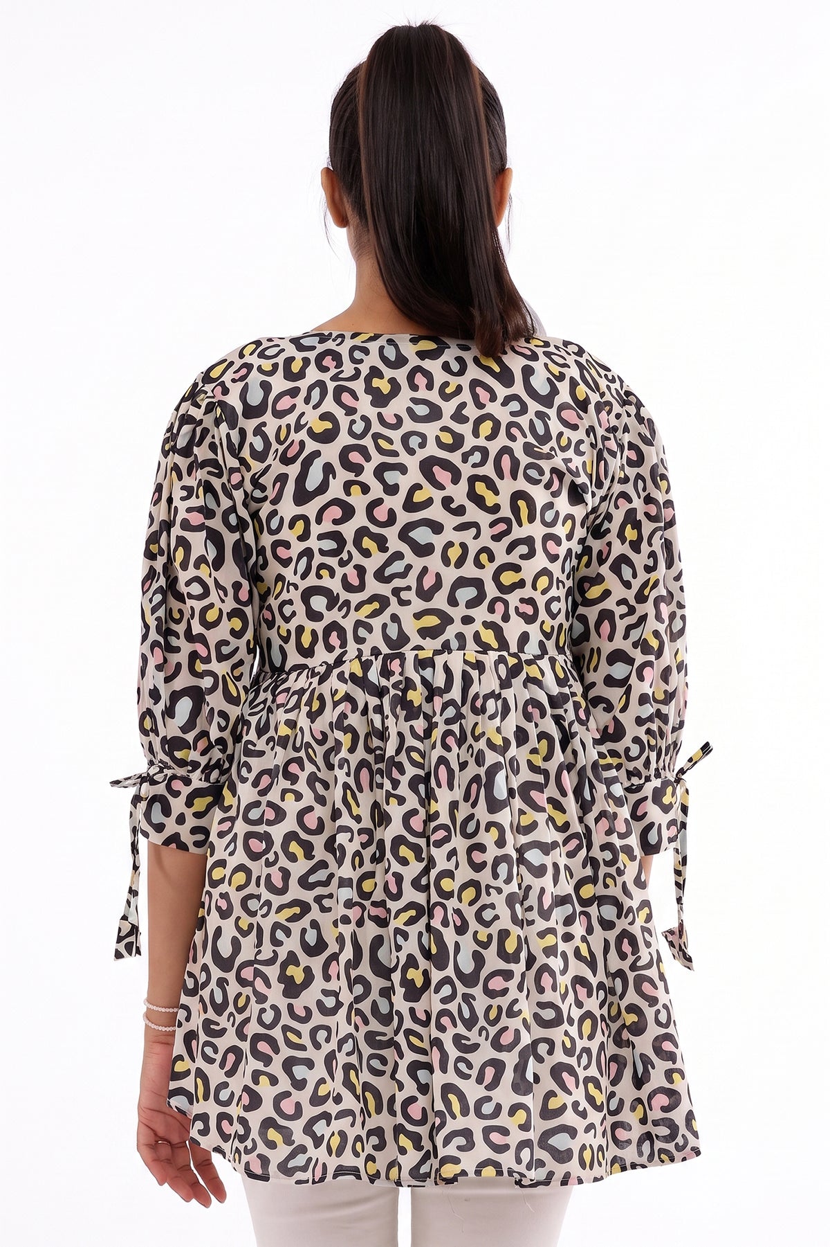 Pastel Cheetah Lawn Printed Short Frock