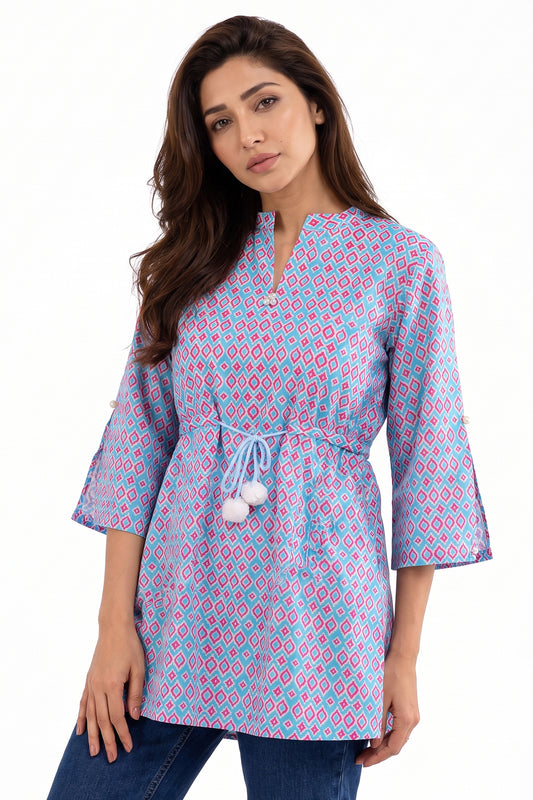 Ikat Lawn Printed Short Kurti