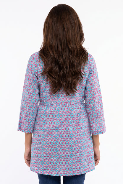Ikat Lawn Printed Short Kurti
