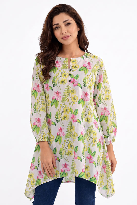Wild Flora Lawn Printed Short Kurti