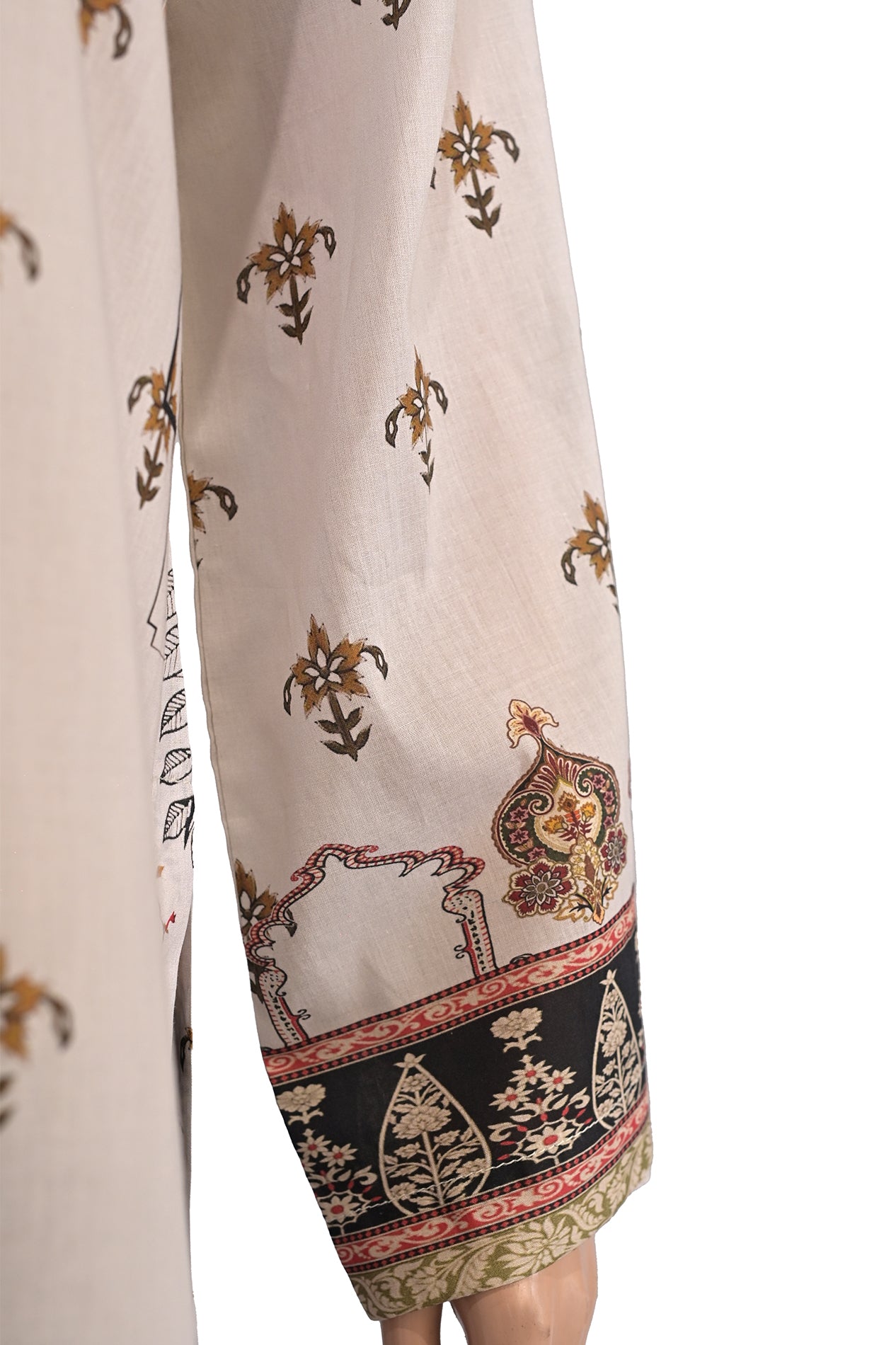 Heritage Motif Lawn Printed Short Kurti with Tassel Detail