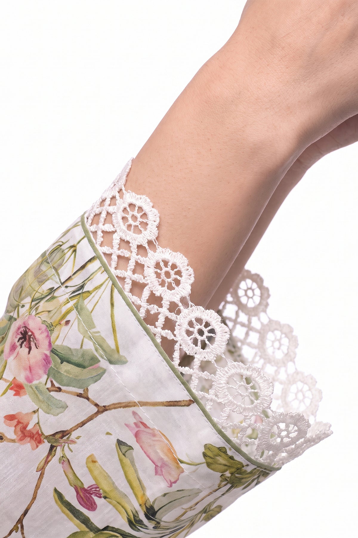 Garden Bloom Lawn Printed Short Kurti with Lace Border