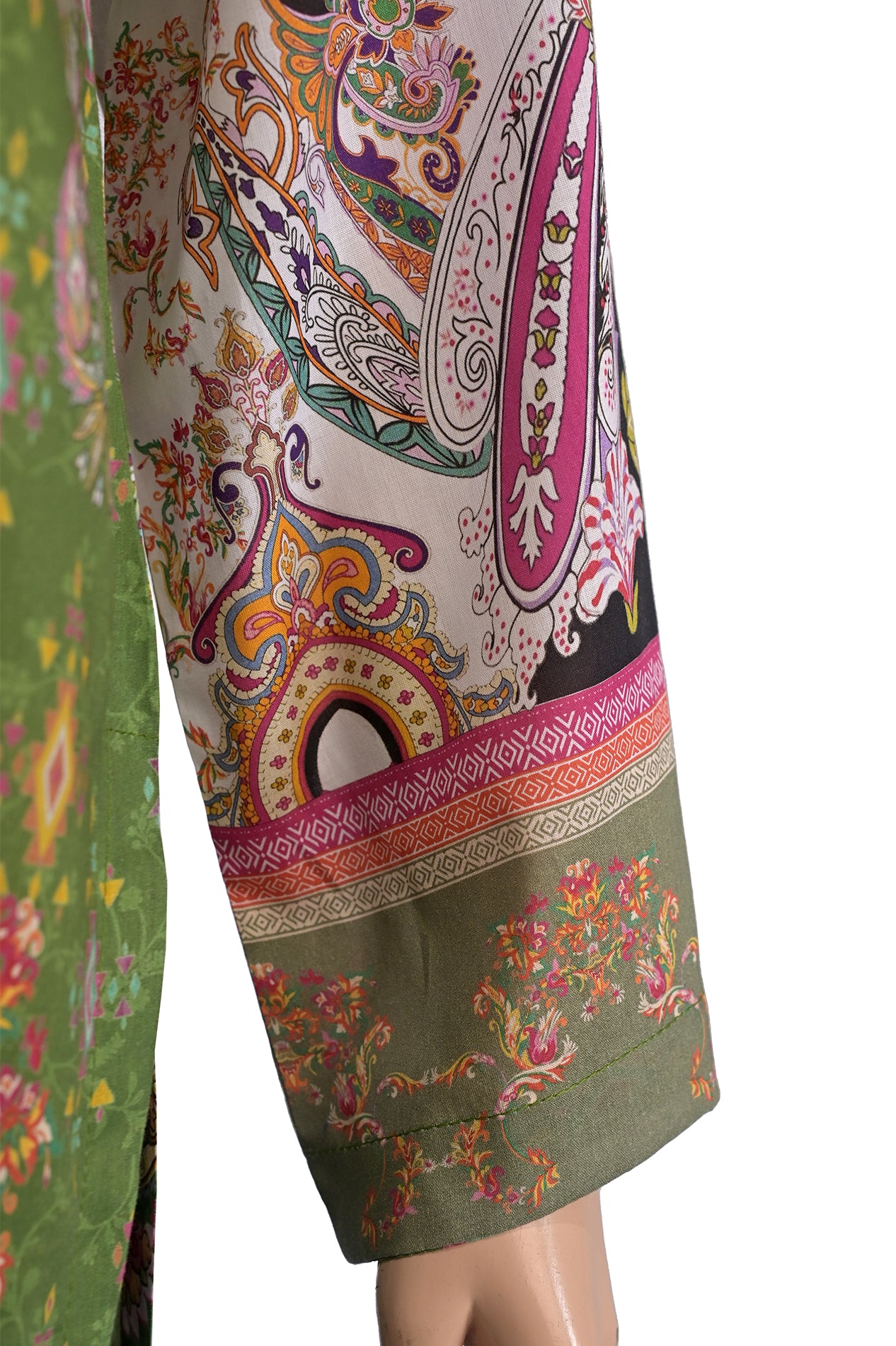 Olive Green Paisley Lawn Printed Short Kurti