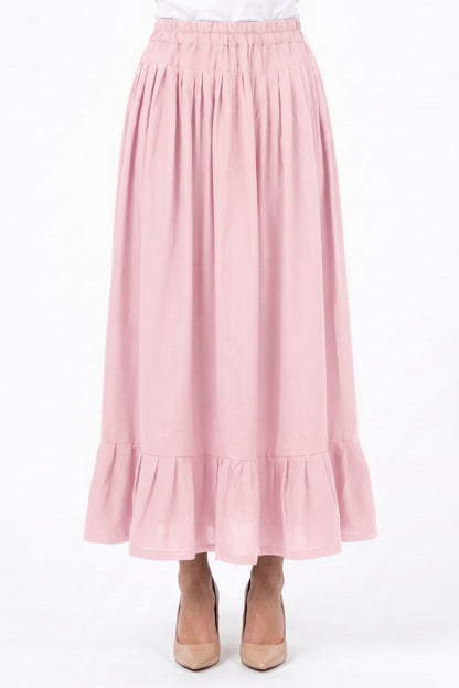 High-Waisted Ruffled Hem Linen Skirt