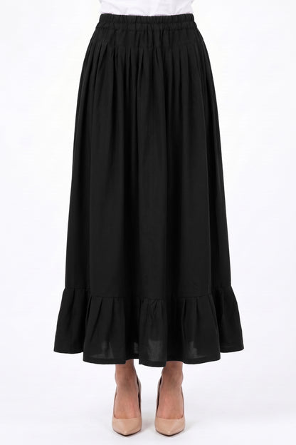 High-Waisted Ruffled Hem Linen Skirt