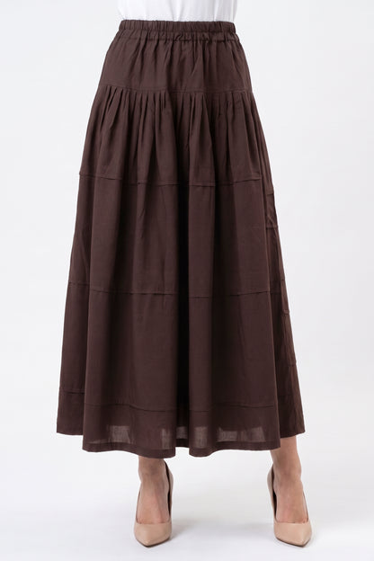 High-Waisted Tiered Linen Skirt with Pockets