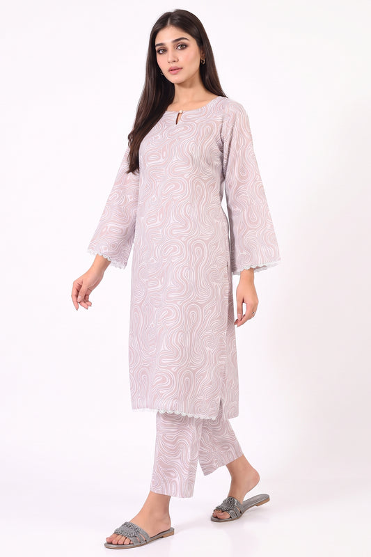 Organic Lines Grey Lawn Co-Ord Set