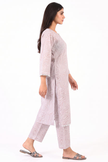 Organic Lines Grey Lawn Co-Ord Set