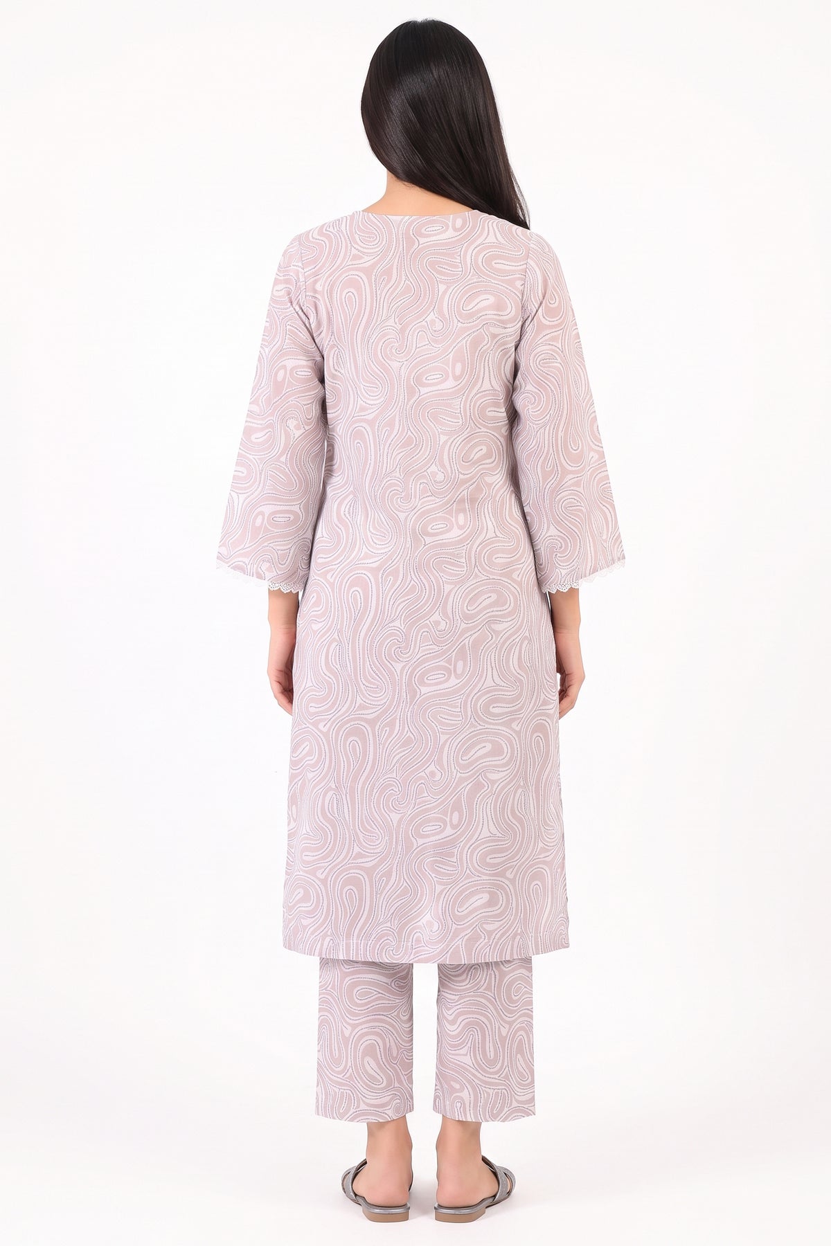 Organic Lines Grey Lawn Co-Ord Set