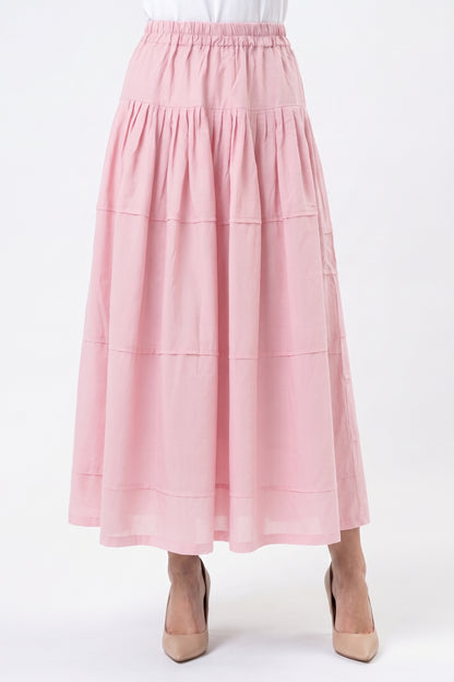 High-Waisted Tiered Linen Skirt with Pockets