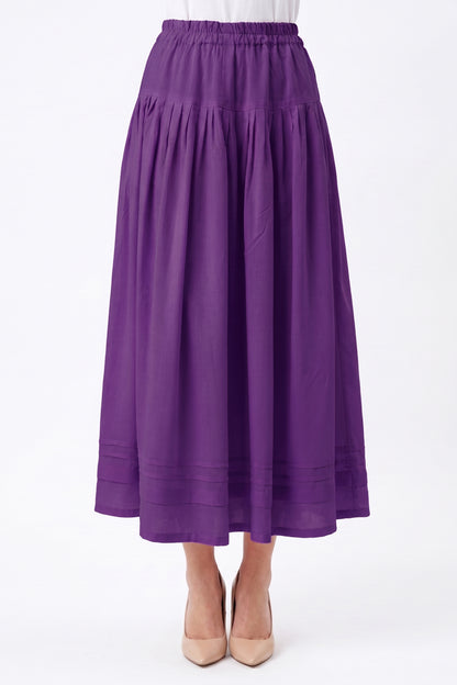 High-Waisted Pintuck Hem Linen Skirt with Pockets