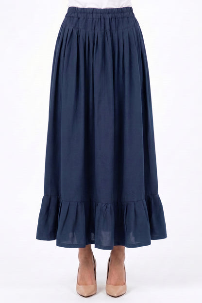High-Waisted Ruffled Hem Linen Skirt