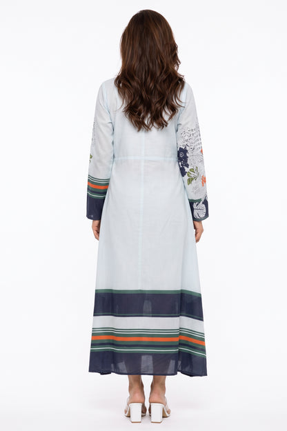 White Floral Botanical Cotton Maxi Dress