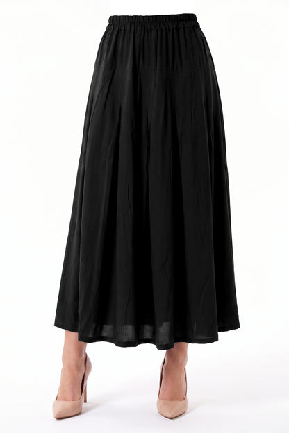 High-Waisted Pleated Linen Skirt with Pockets