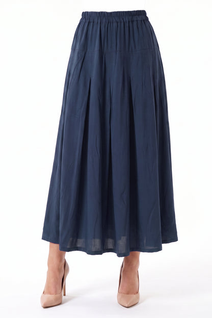 High-Waisted Pleated Linen Skirt with Pockets