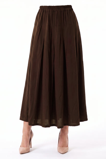 High-Waisted Pleated Linen Skirt with Pockets