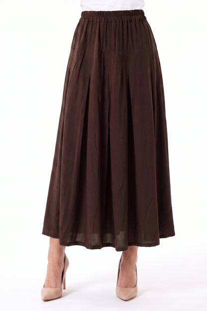 High-Waisted Pleated Linen Skirt with Pockets